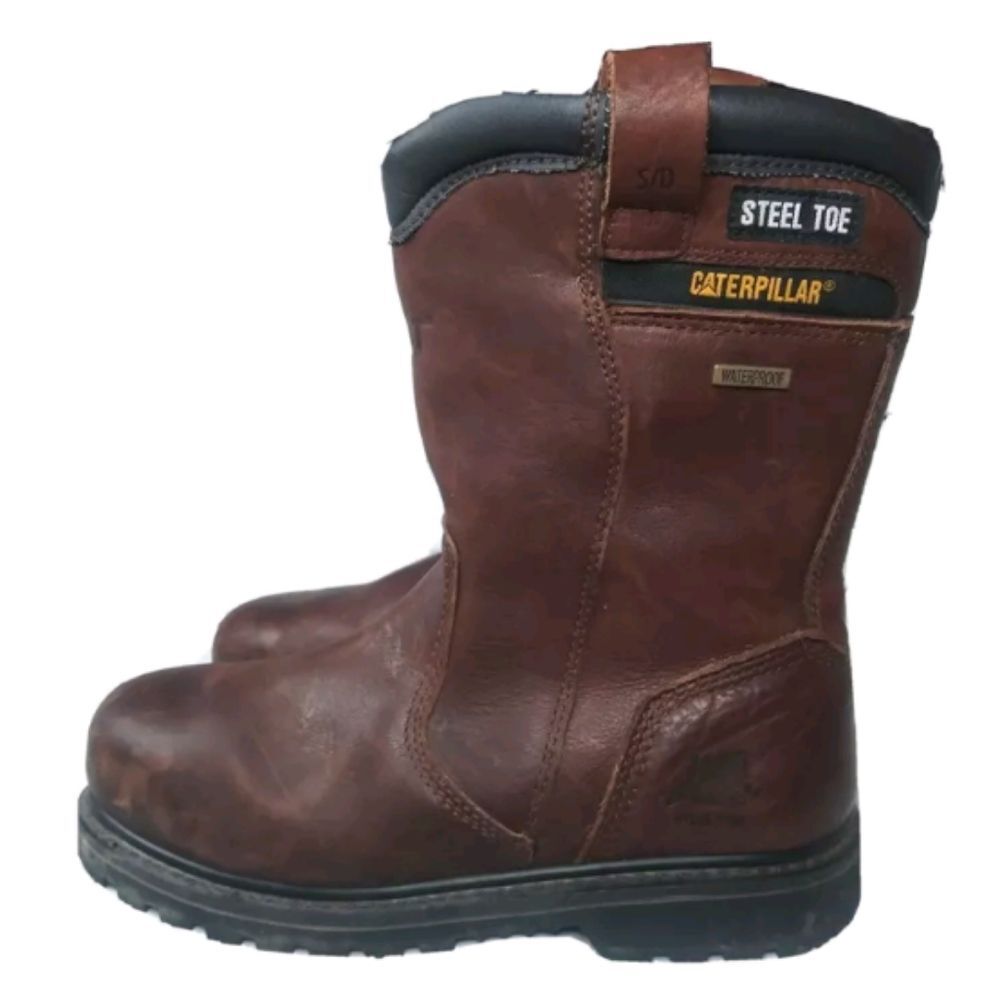 Caterpillar Footwear Elkhart Steel Toe Work Boots Men's Size 9 Oak Brown